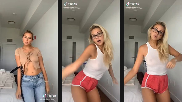 madisonbass__ blonde thot showing braless see thru tits