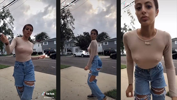 riablanco_ showing her nips braless outdoor dance