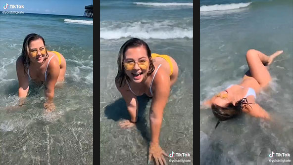 yoisbiiigkate tiny bikini at the beach