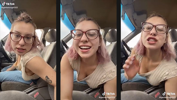 garbanzogirl322 braless saggy tits in car