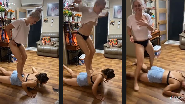 bryhuey flashing her tits while jump
