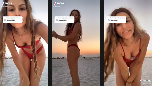 shannic teen thot in red bikini hot body