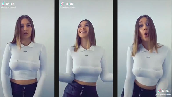 Unknown TikTok Thot white shirt braless