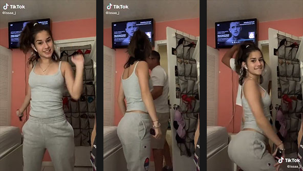 issaa_j braless and twerking in front of daddy