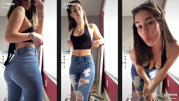 issaa_j tight jeans ass and braless