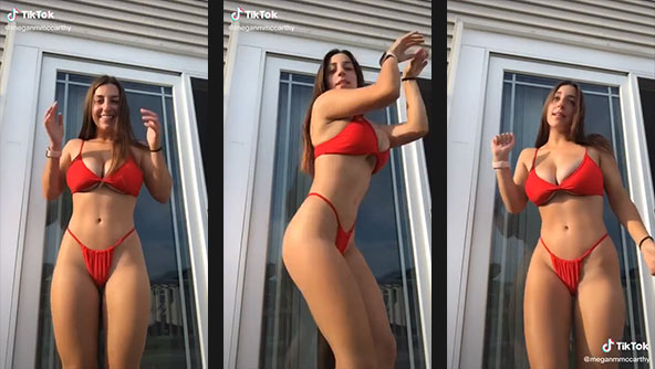 meganmmccarthy red tiny bikini dancing