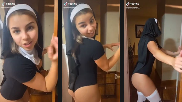 quellyxoxo123 in sexy nun costume