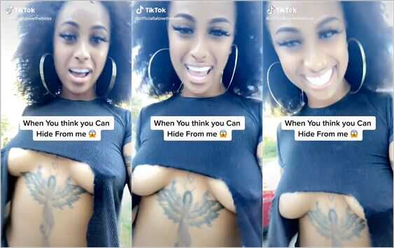 @officiallalovetheboss braless tits flashing