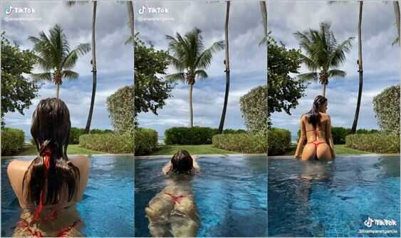 @iamyanetgarcia tiny red bikini ass