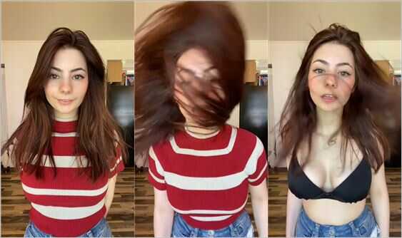 @laciwitton loses shirt in hair flip