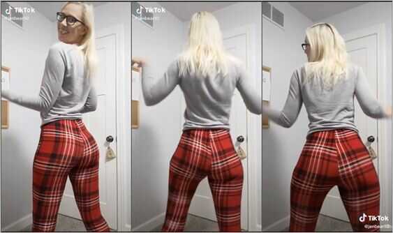 jenbear92 shaking her ass in tight red leggings