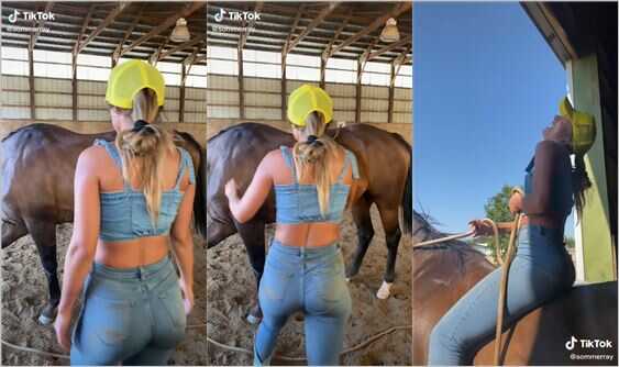 sommerray tight jeans ass riding