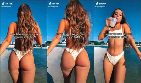 sydneynlint shaking her ass on beach