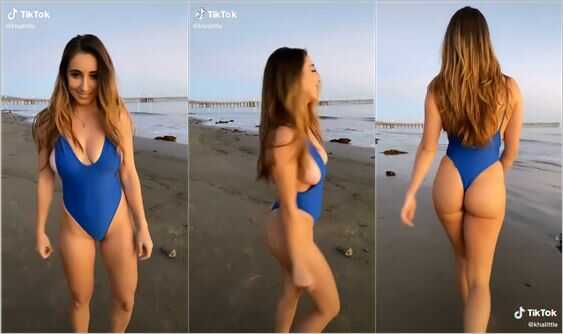 khalittle big tits and ass at beach
