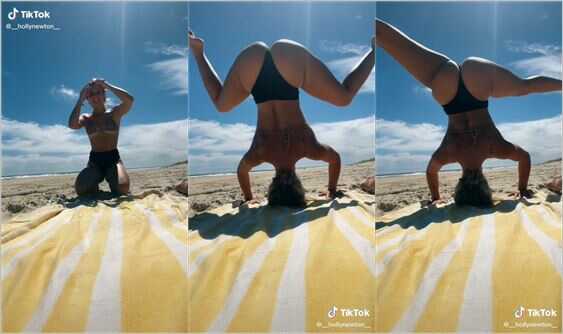 __hollynewton__ hand stand at beach